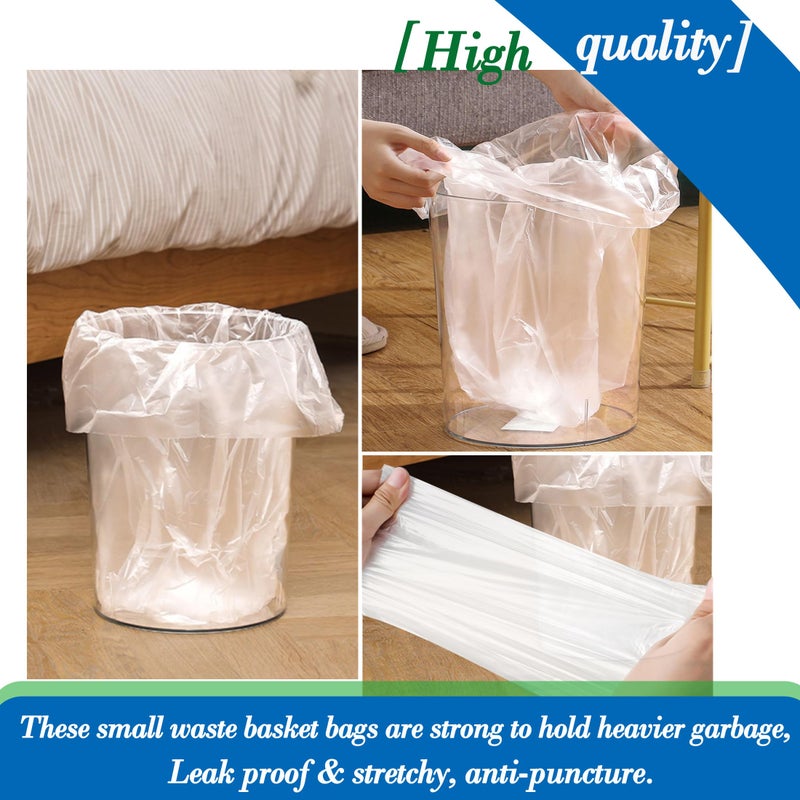 HOMMALY 2.6 Gallon Clear trash can liners 300 counts,Small trash bags garbage Bags, Extra Strong 2.6 Gal garbage Bags, Fit 10 liters trash Bin, bathroom trash can liners for Home Office bedroom(clear 300) - Image 4